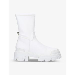 Kurt Geiger Trekker Off White/Cream Faux Leather Lug Sole Boots, size 40